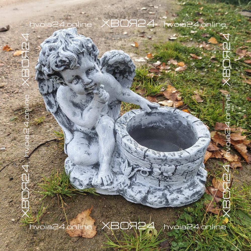 Фигура садовая кашпо Ангел с чашей из бетона — изображение 1